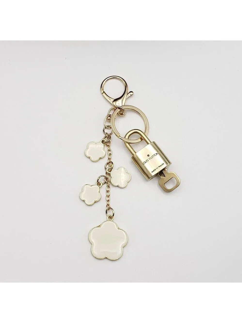 Authentic Louis Vuitton Lock & Key with Unbranded Flower Charm, Keychain